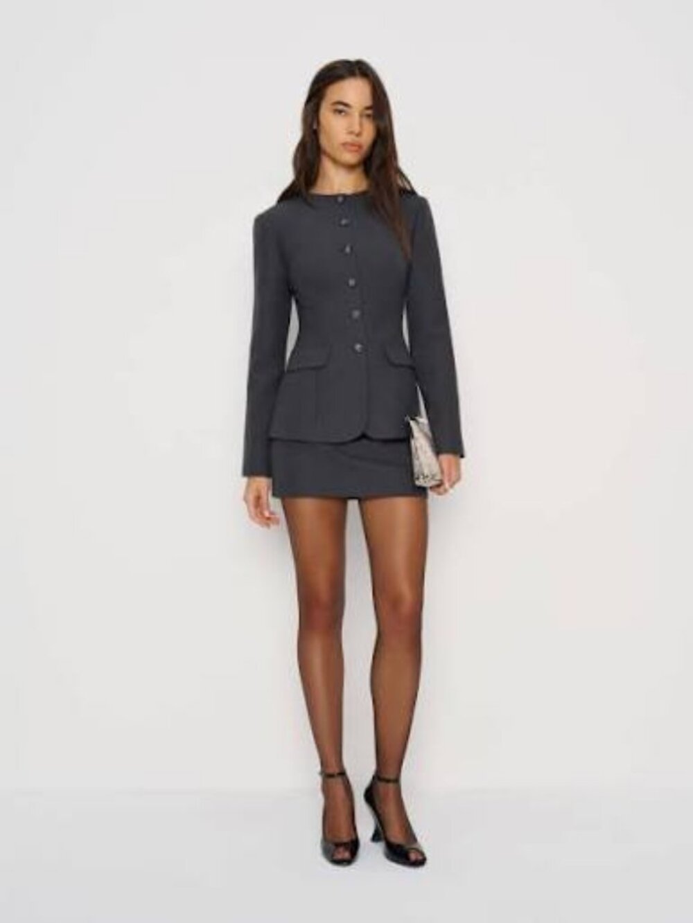 Reformation Georgia 2 Piece Charcoal Gray Size 4